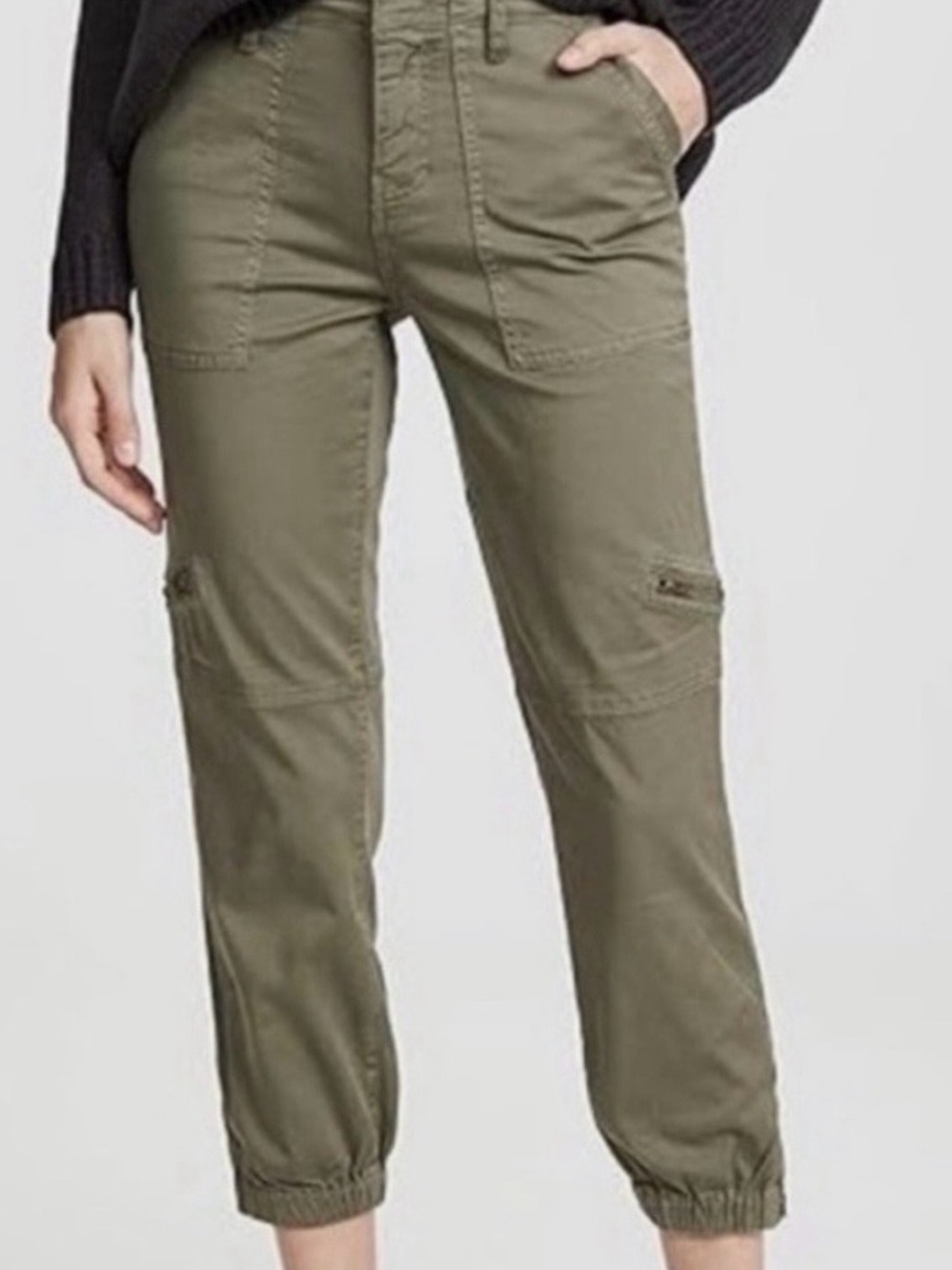 Joie Aerial Olive Green Utility Ankle Crop Pants with Cargo Pockets joggers  0